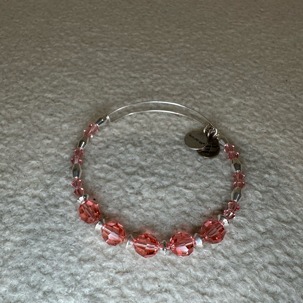 Alex and Ani Pink Beaded Silver Bracelet